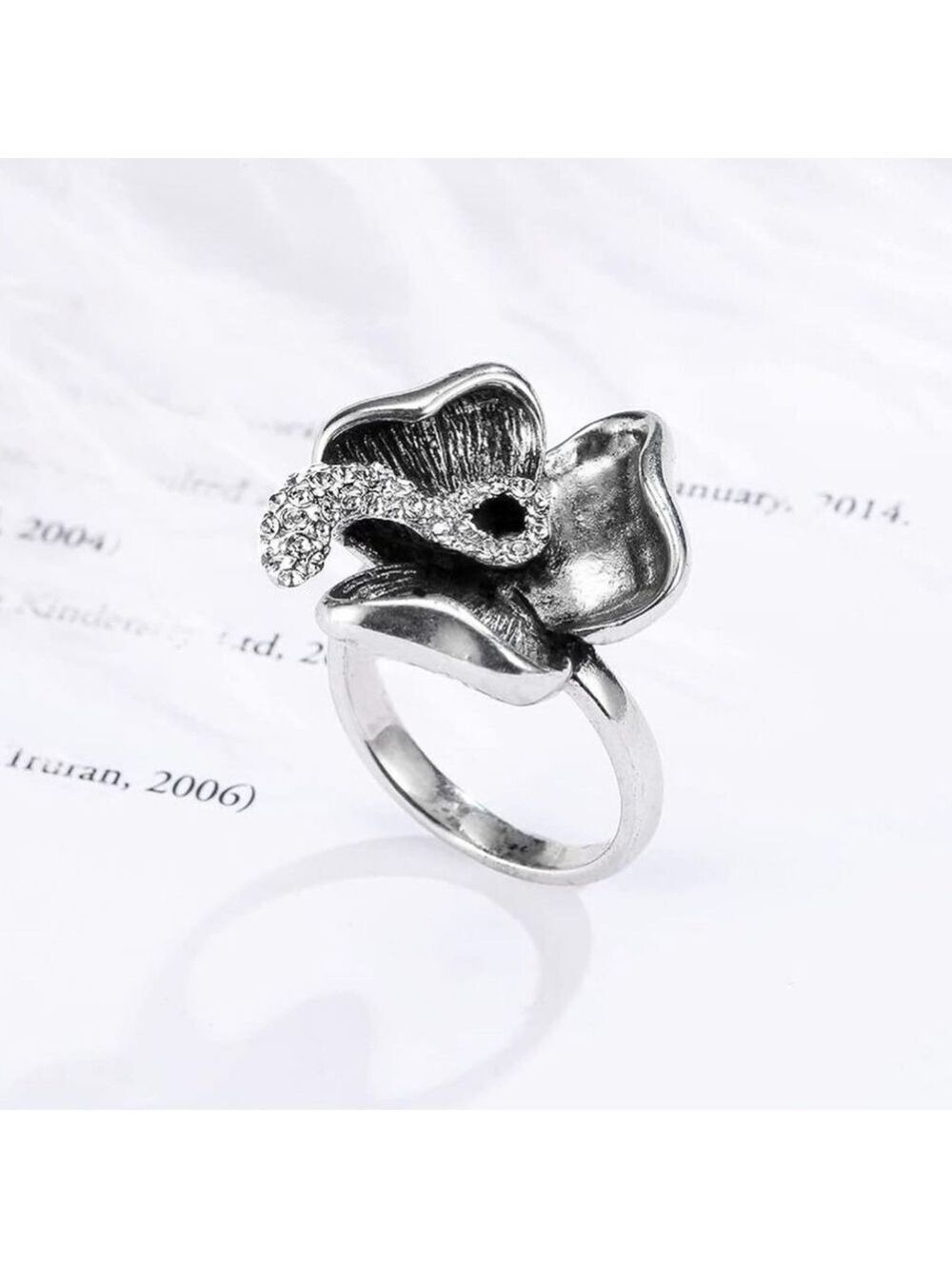 Silver Color Flower Ring - Picture 4 of 6